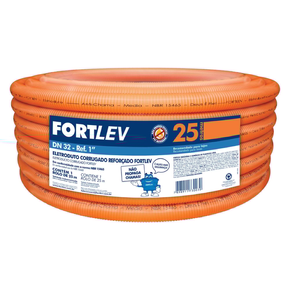 Eletroduto Corrugado Reforçado Fortlev 32mm Reforçado - 14000320