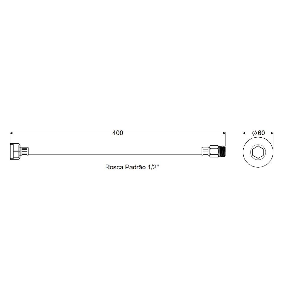 Engate Flexível de PVC Censi Black Fosco 40cm Ultraresistente - 7421