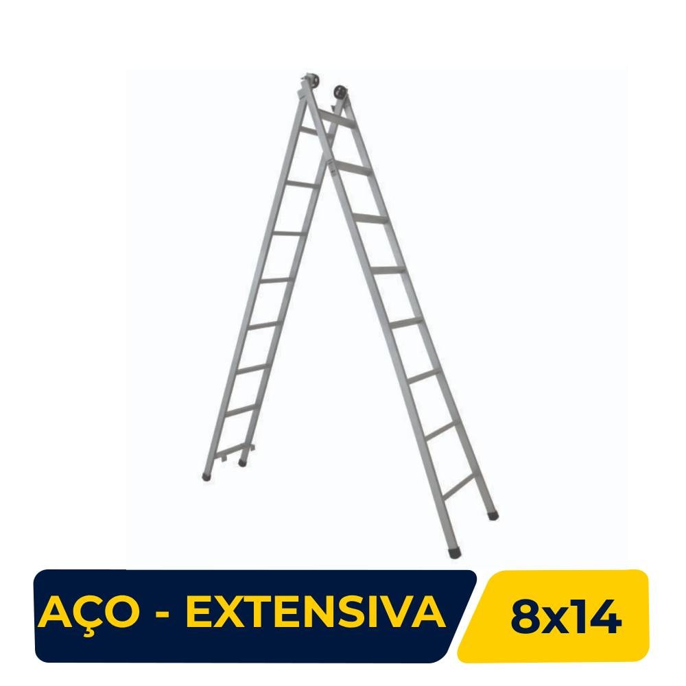 Escada de Aço Extensiva Canal 8X14 Galvanizada - EE08G