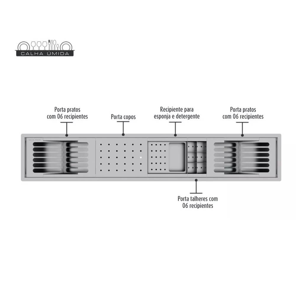 Escorredor Calha Úmida Kitchen 5 Módulos - 1462