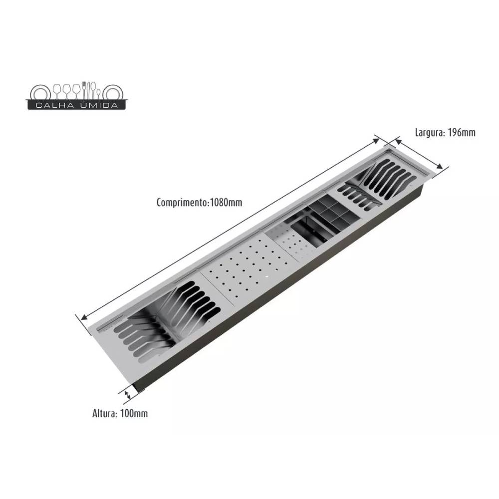 Escorredor Calha Úmida Kitchen 5 Módulos - 1462