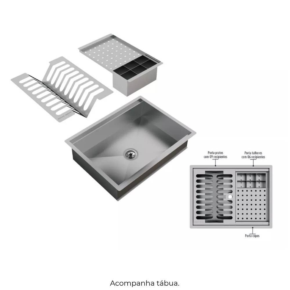 Escorredor Calha Úmida Quadratta Pratic Com Tábua - 3320