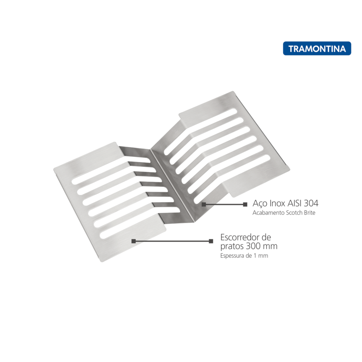 Escorredor de Pratos Inox de Sobrepor Tramontina 30x15cm - 94534015