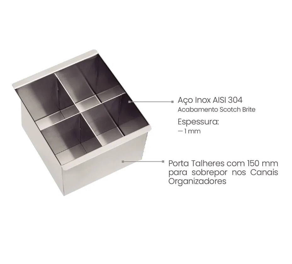 Escorredor Porta Talheres Aço Inox Tramontina Sobrepor 15x16cm - 94534014