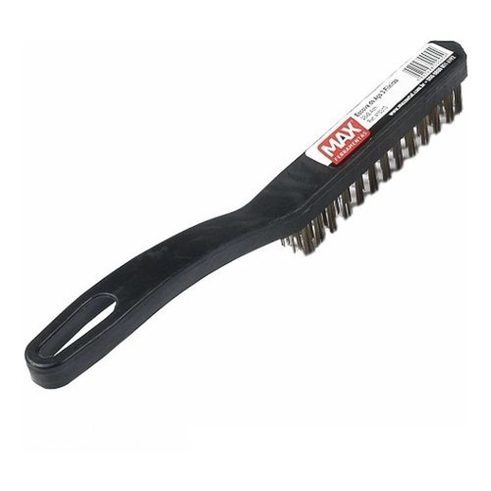 Escova de Aço 3 Fileiras Cabo Plástico