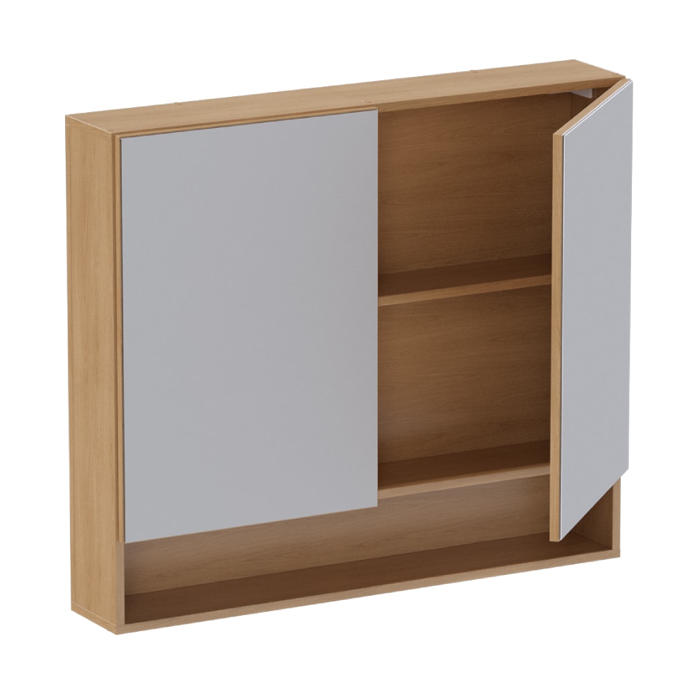 Espelheira Para Banheiro em Madeira Com Nicho Cozimax 800 Jequitiba e Nude - 103211