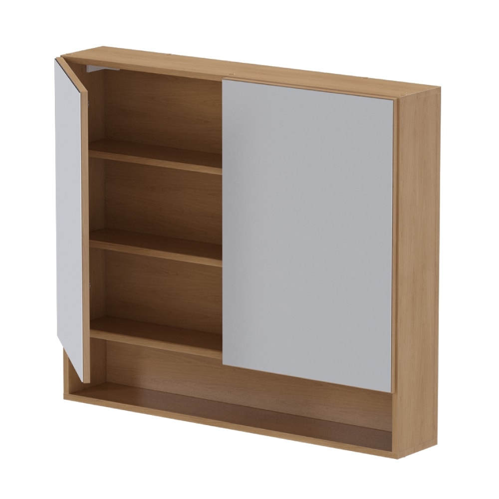 Espelheira Para Banheiro em Madeira Com Nicho Cozimax 800 Jequitiba e Nude - 103211