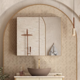 Espelheira Para Banheiro em Madeira Cozimax 800 Jequitiba e Nude - 103214