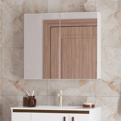 Espelheira para Banheiro em MDF Cozimax 800 2 Portas Branco - 103856
