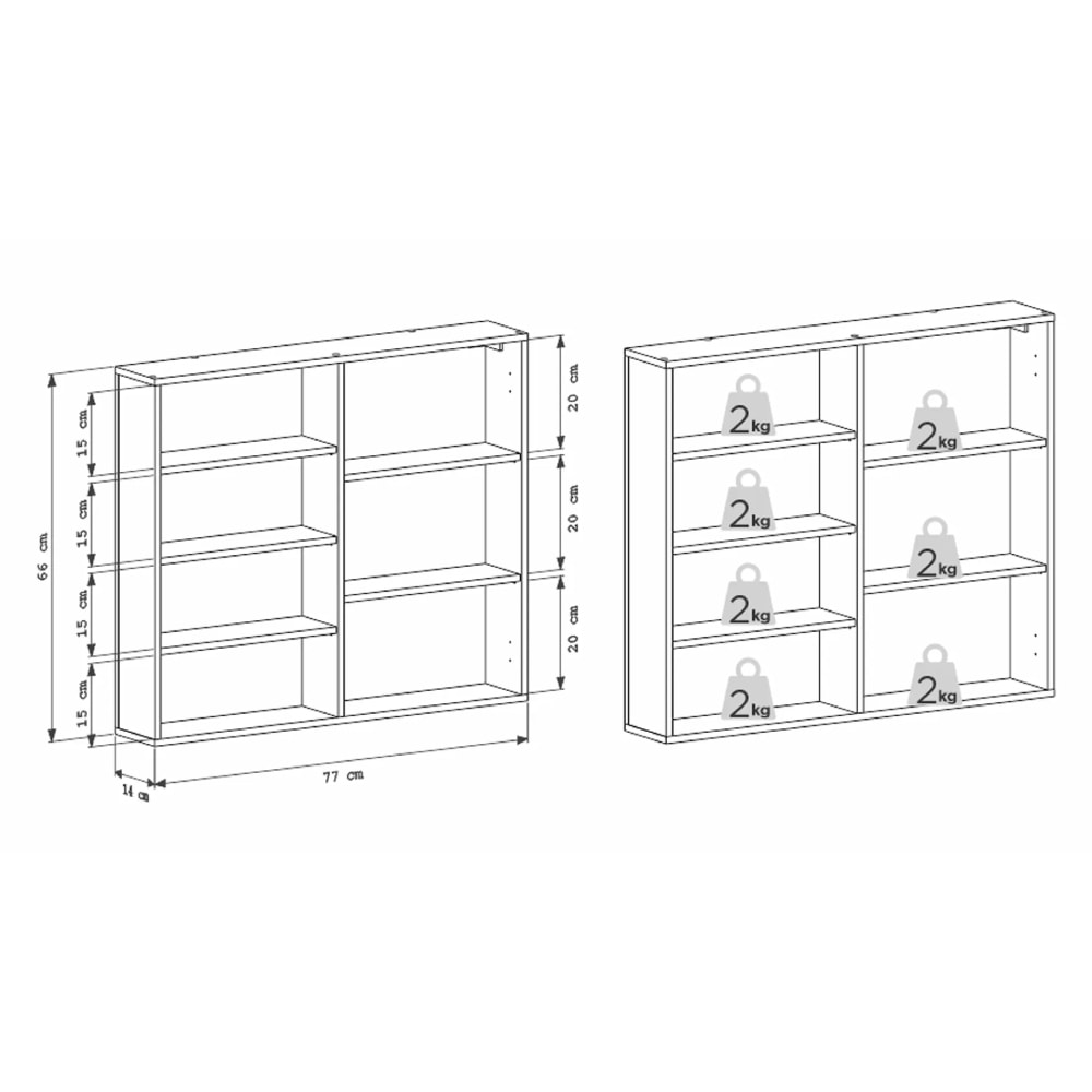 Espelheira para Banheiro em MDF Cozimax 800 2 Portas Branco - 103856