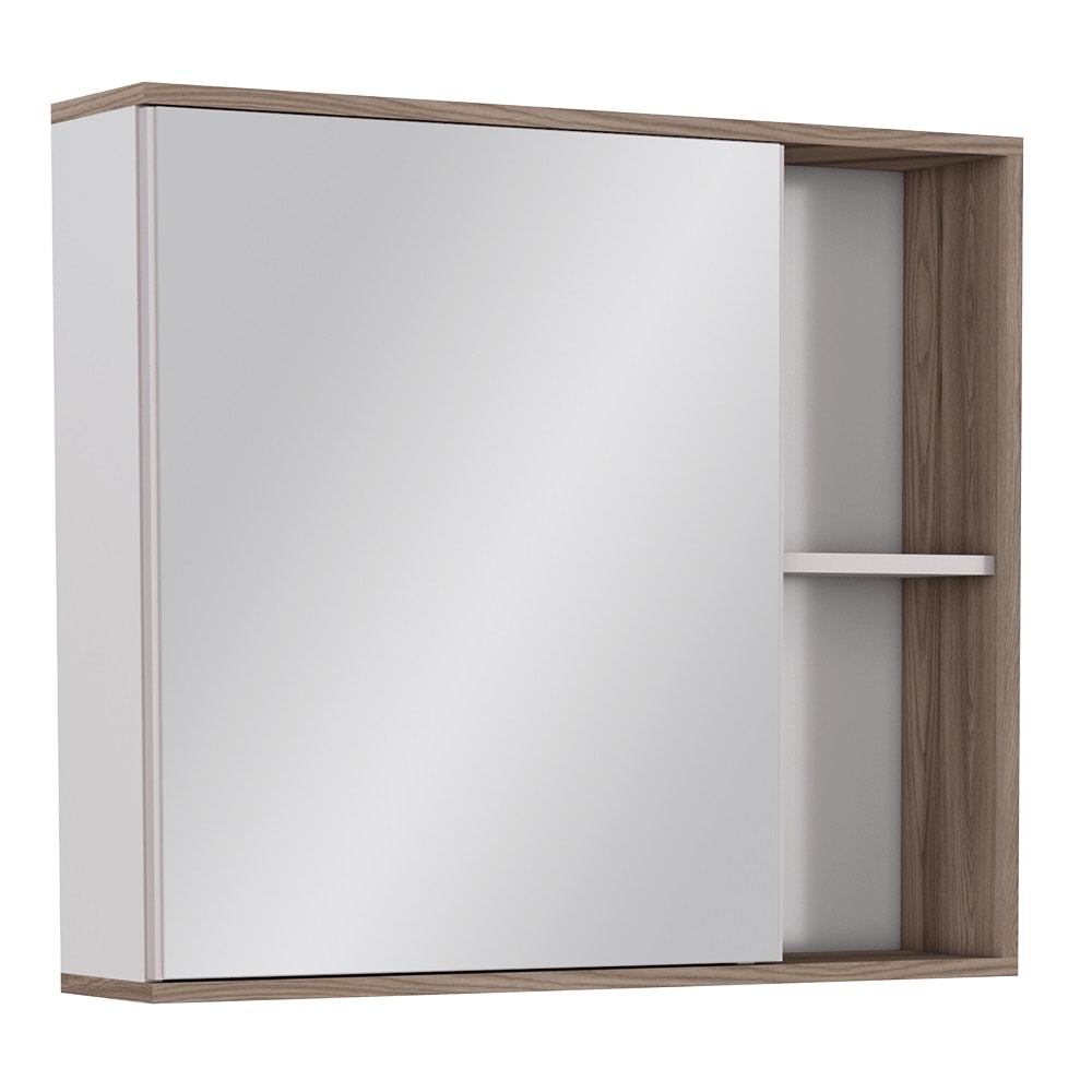 Espelheira para Banheiro em MDF Cozimax Caete/Moema 60cm Branco e Tamarindo - 88556