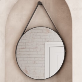 Espelho Com Alça de Couro Orion Cozimax 60x90cm Preto - 103108