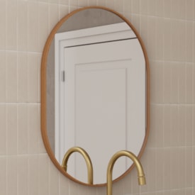 Espelho Com Alça de Couro Unna Cozimax 60cm Caramelo - 103376