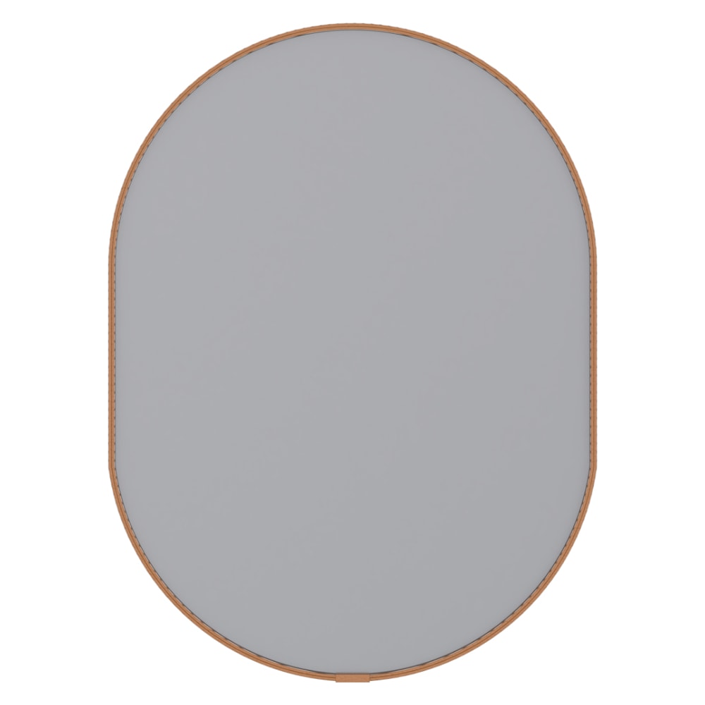 Espelho Com Alça de Couro Unna Cozimax 60cm Caramelo - 103376