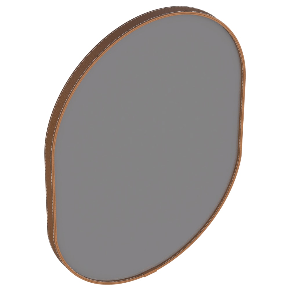 Espelho Com Alça de Couro Unna Cozimax 60cm Caramelo - 103376