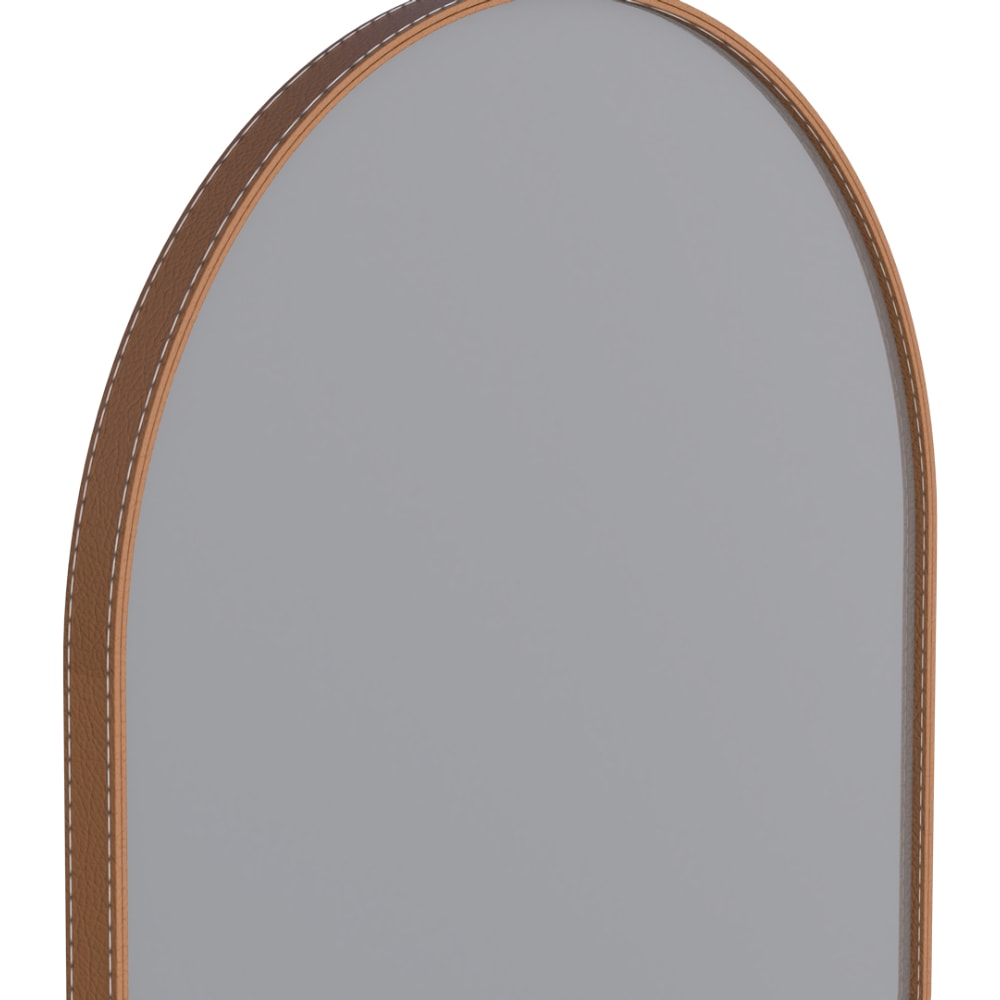 Espelho Com Alça de Couro Unna Cozimax 60cm Caramelo - 103376