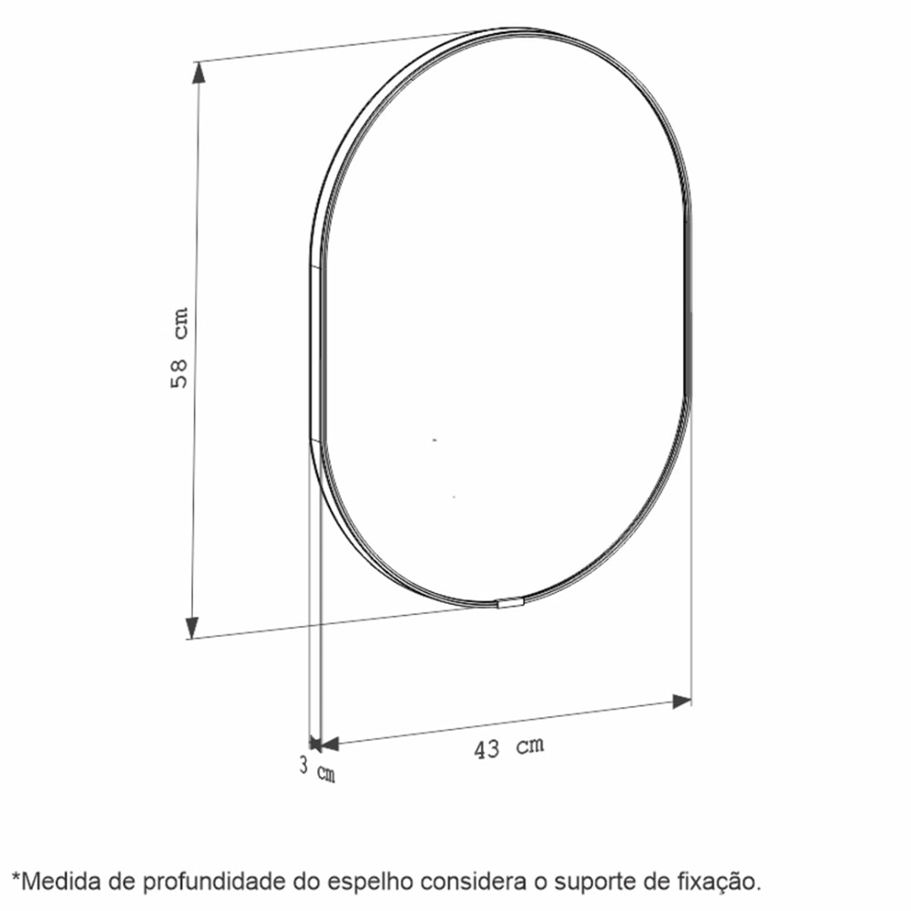 Espelho Com Alça de Couro Unna Cozimax 60cm Caramelo - 103376