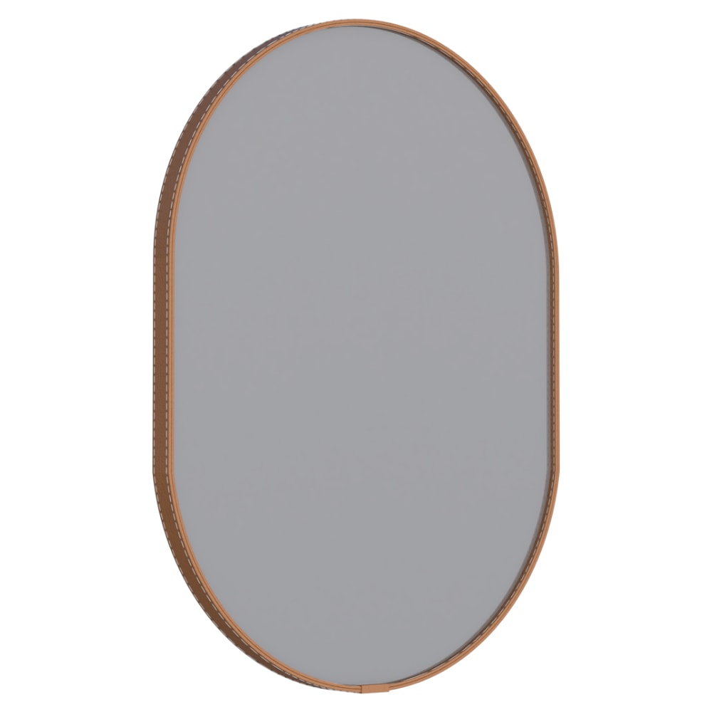 Espelho Com Alça de Couro Unna Cozimax 60cm Caramelo - 103376
