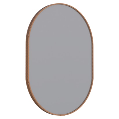 Espelho Com Alça de Couro Unna Cozimax 60cm Caramelo - 103376