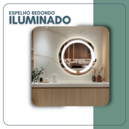 Espelho Reduna Touch Screen 60x60cm Redondo com LED - PD1674