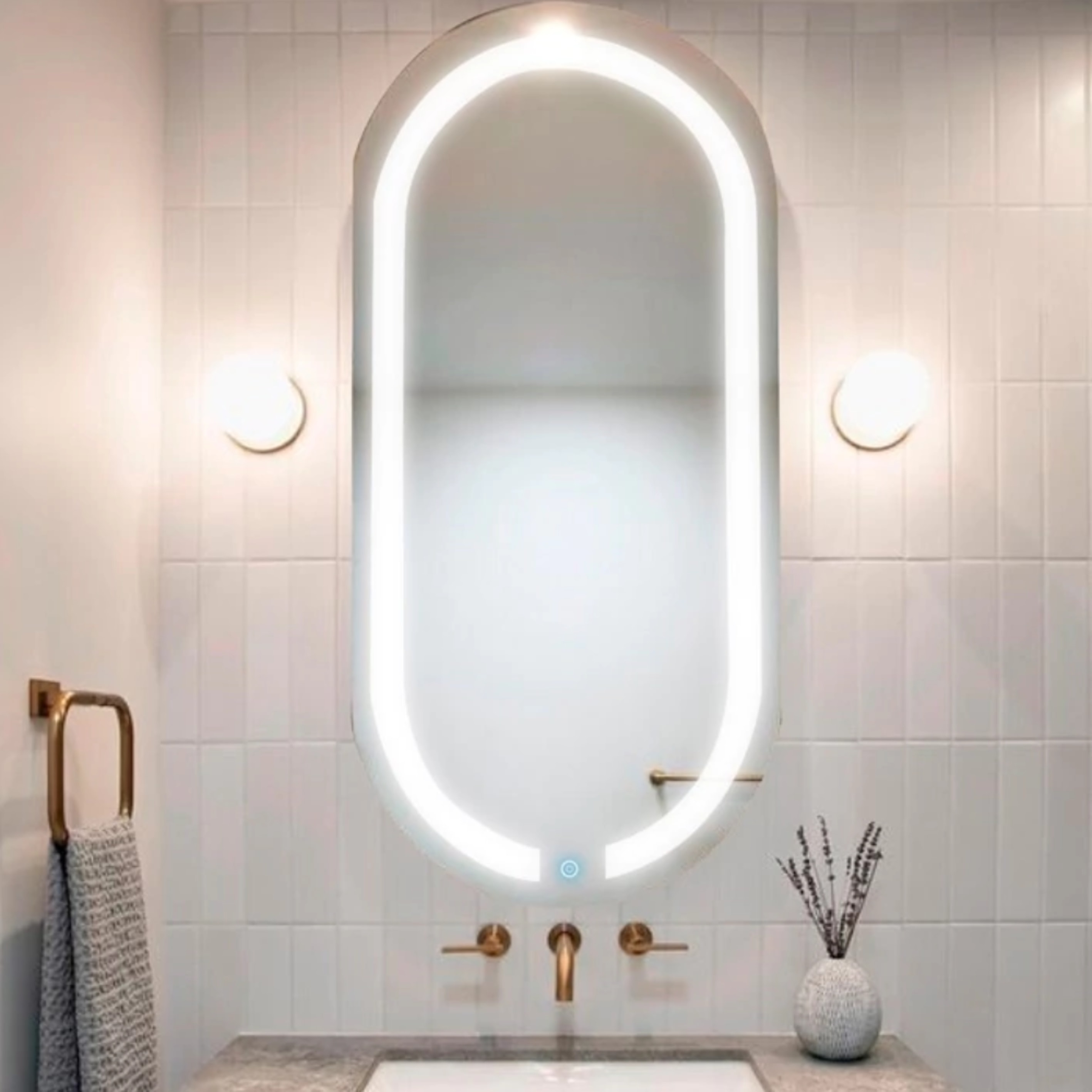 Espelho Reduna Touch Screen 75x50cm Oval com LED - PD1668