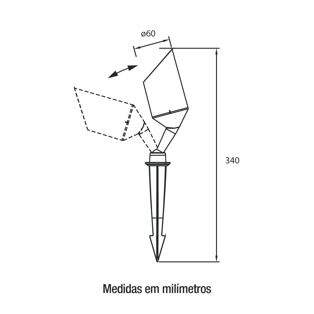 Espeto de Jardim LED Blumenau Lior 7W GU10 MR16 IP65 34cm Preto - 12086501