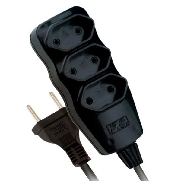 Extensão Elétrica 3 Tomadas 2P MS New Cabo 3M Preta - 224280