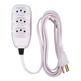 Extensão Elétrica Ilumi 3 Vias 10A 250V Cabo 10m Branco - 172001