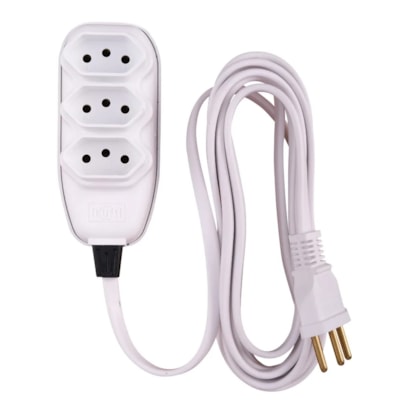 Extensão Elétrica Ilumi 3 Vias 10A 250V Cabo 10m Branco - 172001
