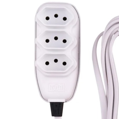 Extensão Elétrica Ilumi 3 Vias 10A 250V Cabo 3m Branco - 17991