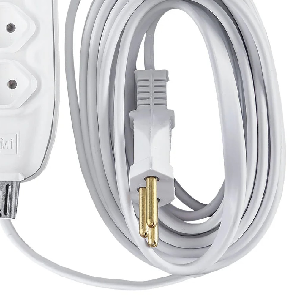 Extensão Elétrica Ilumi 3 Vias 10A 250V Cabo 5m Branco - 171001