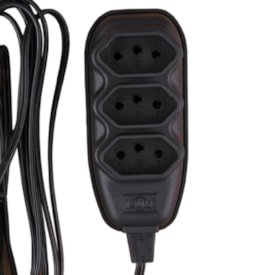 Extensão Elétrica Ilumi 3 Vias 10A 250V Cabo 5m Preto - 171002