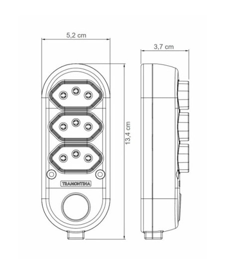 Extensão Elétrica Múltipla Tramontina 3 Tomadas 10A 250V Cabo 1,5m - 57504019