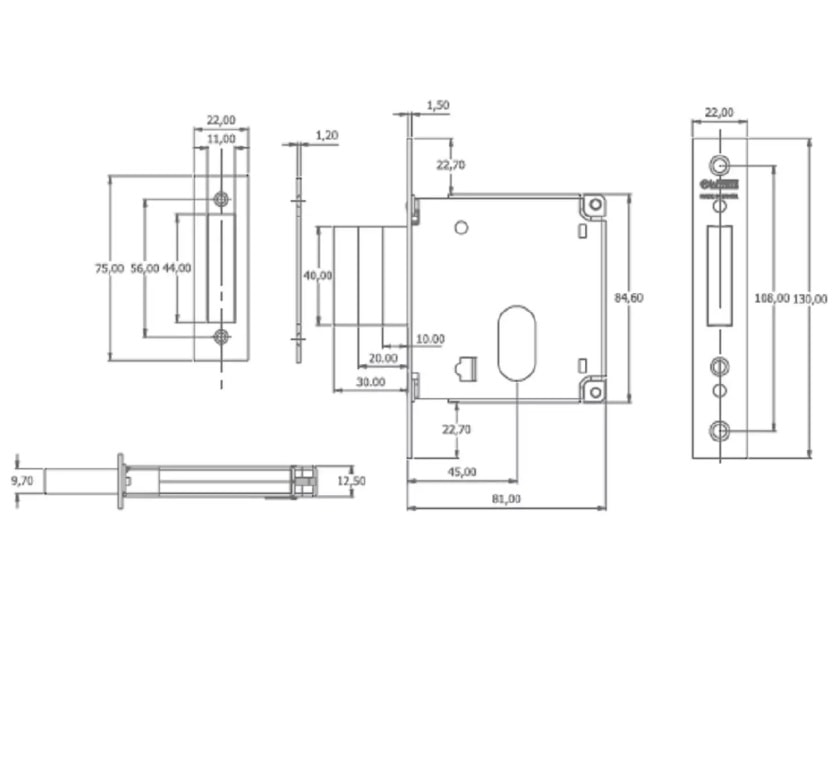 Fechadura Auxiliar La Fonte 1070S Cromado - 14110/028