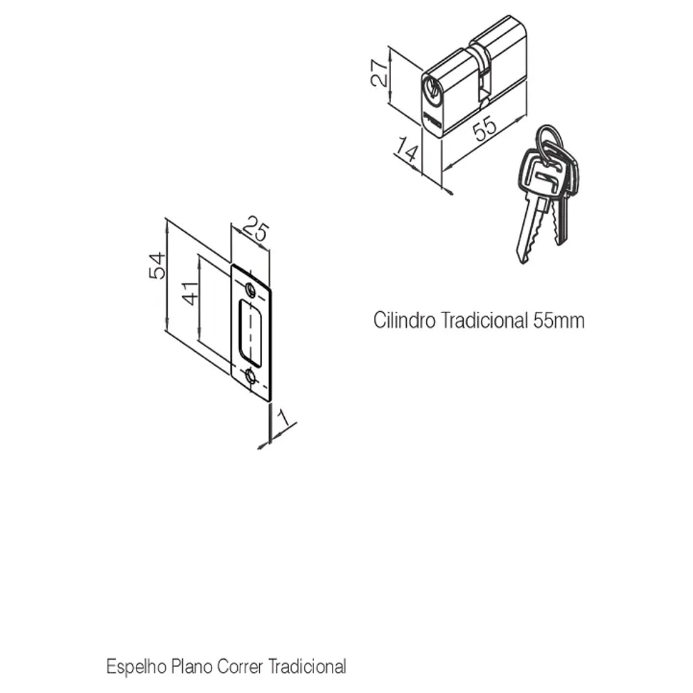 Fechadura de Porta de Correr Externa Pado Serralheiro IX 450ZM - 54015872