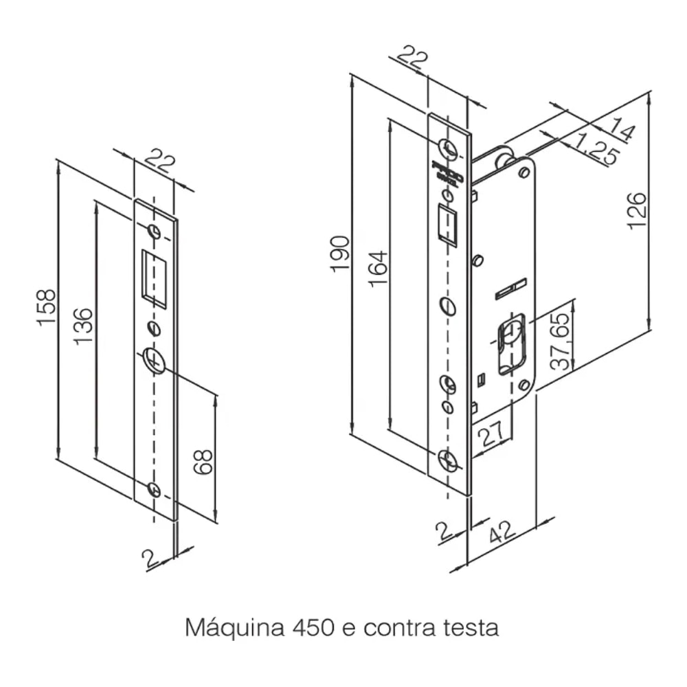 Fechadura de Porta de Correr Externa Pado Serralheiro IX 450ZM - 54015872