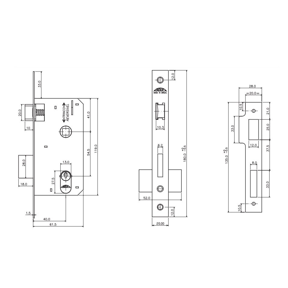 Fechadura de Porta Externa Arouca Verona Una-Z 40mm Cromada Escovada