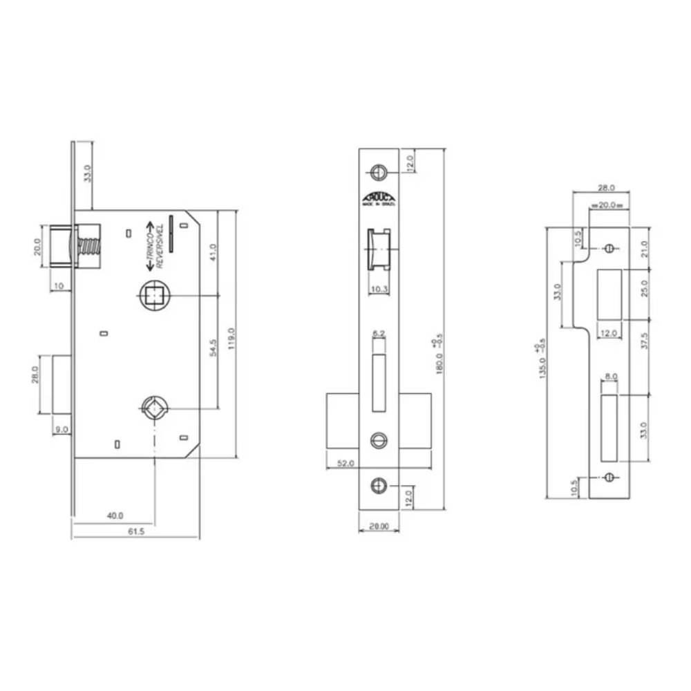 Fechadura de Porta Externa Arouca Verona Victoria 40mm Cromada