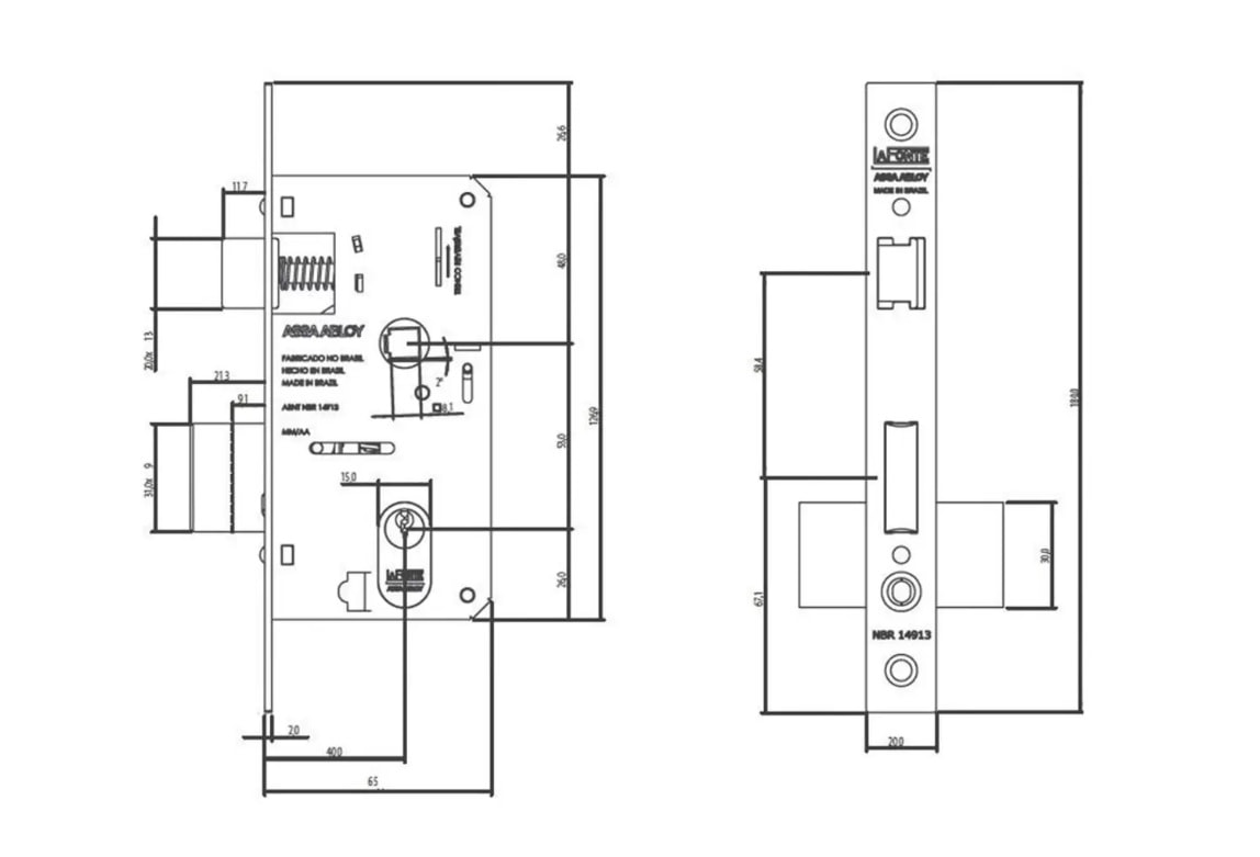Fechadura de Porta Externa La Fonte 201P ST1 40mm Roseta Inox