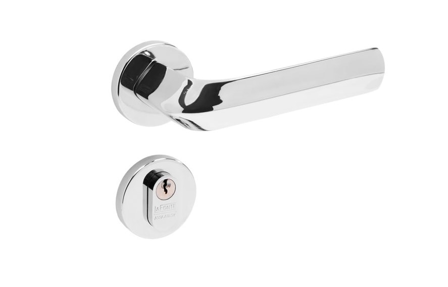 Fechadura de Porta Externa La Fonte 201P ST1 40mm Roseta Inox
