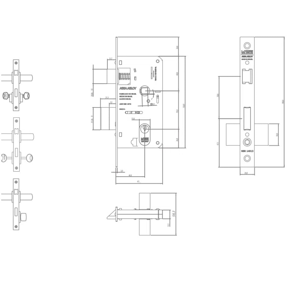 Fechadura de Porta Externa La Fonte 235 Cromada - 17200/008