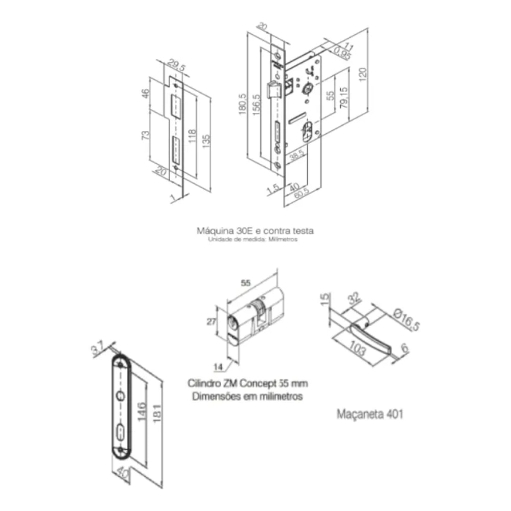 Fechadura de Porta Externa Pado Concept 401-40CE - 54022124