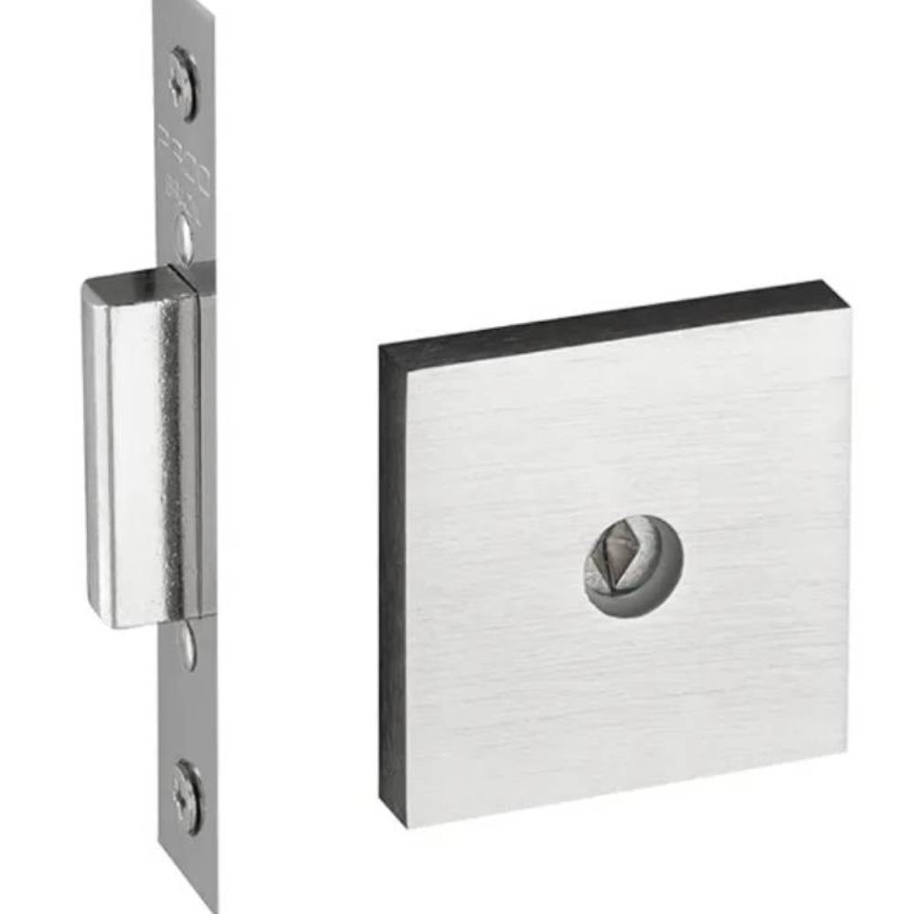 Fechadura de Porta Externa Pado Quadrada Cromada Acetinada ZM 1500 - 57017872