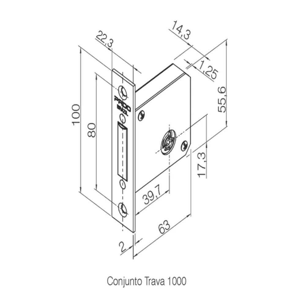 Fechadura de Porta Externa Pado Quadrada Cromada Acetinada ZM 1500 - 57017872