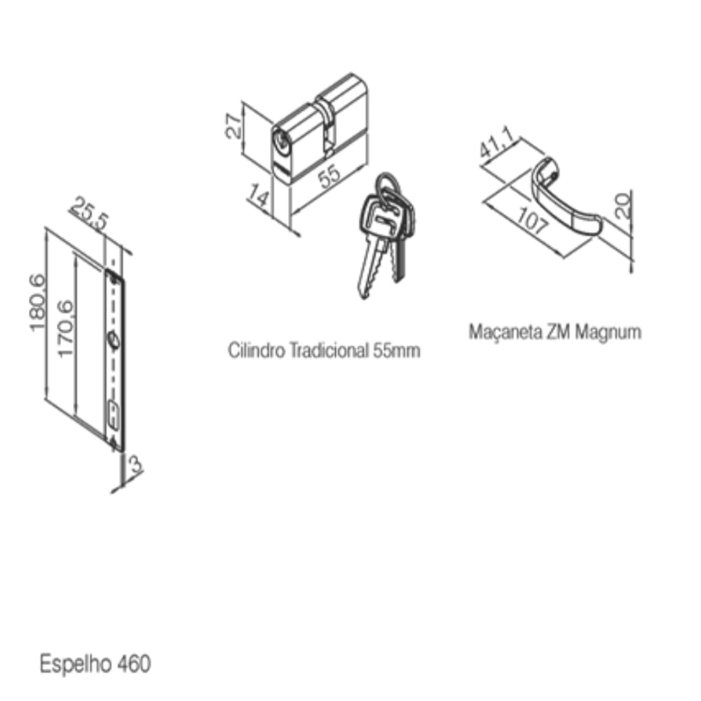 Fechadura de Porta Externa Pado Serralheiro Magnum 661-22SE - 54015473