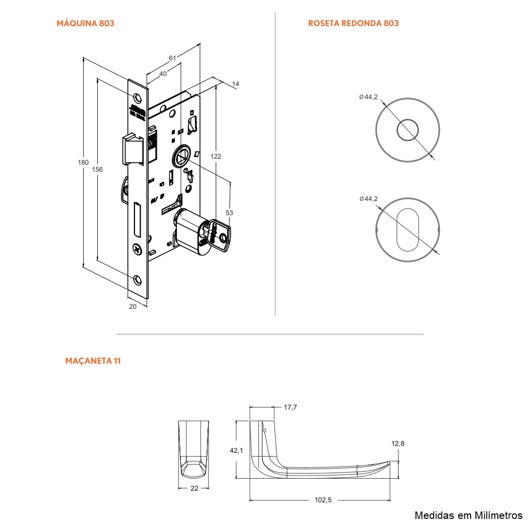 Fechadura de Porta Externa Stam Fano 803/11 40mm Acetinado - 35252