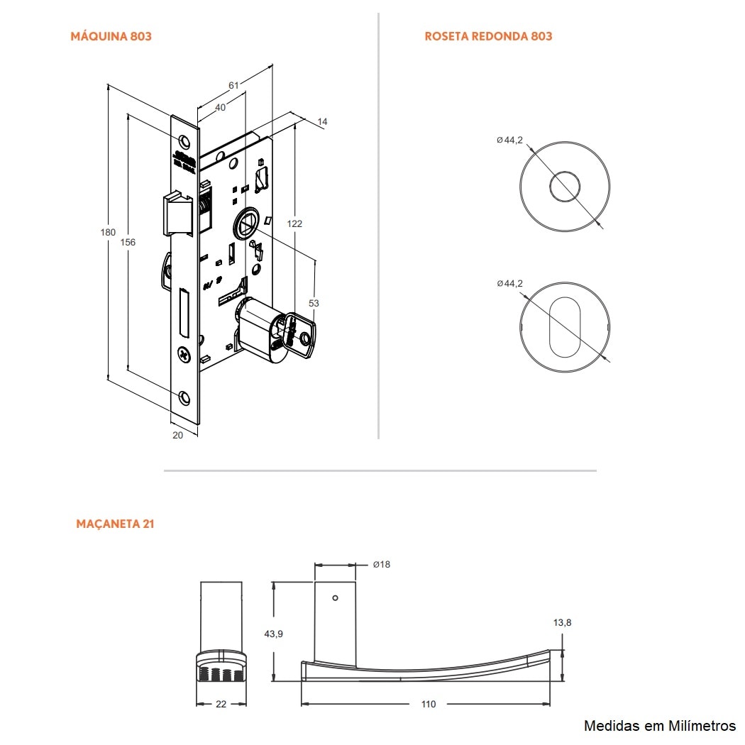 Fechadura de Porta Externa Stam Fano 803/21 40mm Polido - 34948