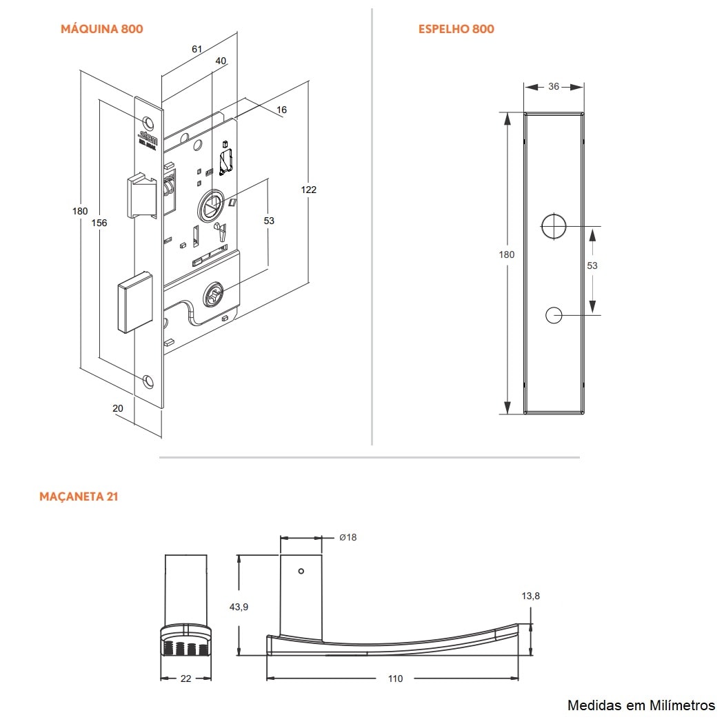 Fechadura de Porta Externa Stam Lucca 800/21 40mm Inox - 37682