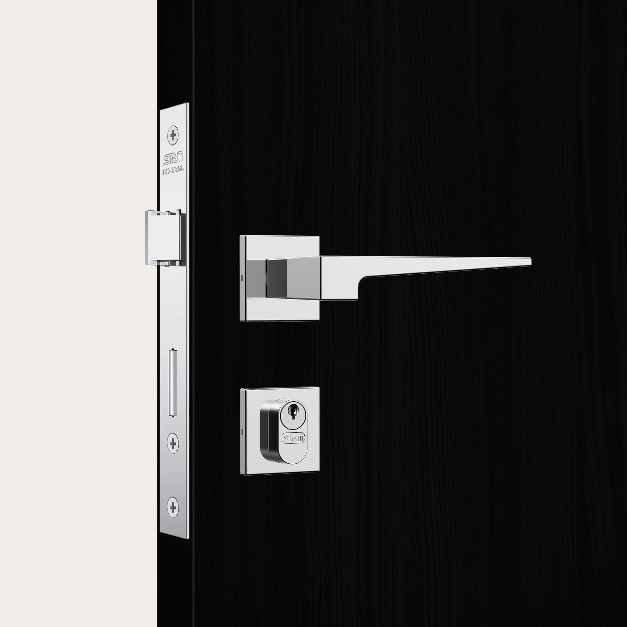 Fechadura de Porta Externa Stam Polaris 40mm Inox Polido - 38229