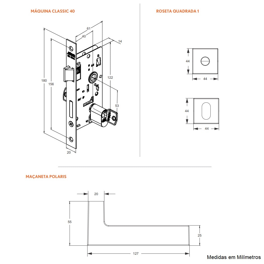 Fechadura de Porta Externa Stam Polaris 40mm Inox Polido - 38229